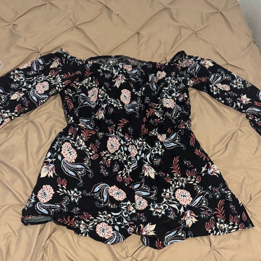 Black Floral Off-Shoulder Women’s Top